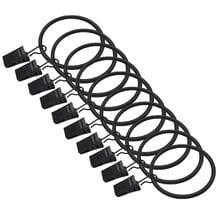 Innov Drape Black Steel Curtain Rings with Clip (Set of 10)
